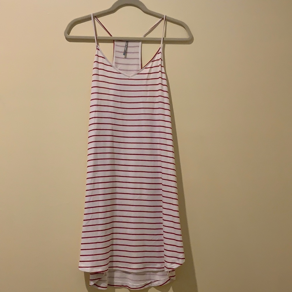 red and white striped dress